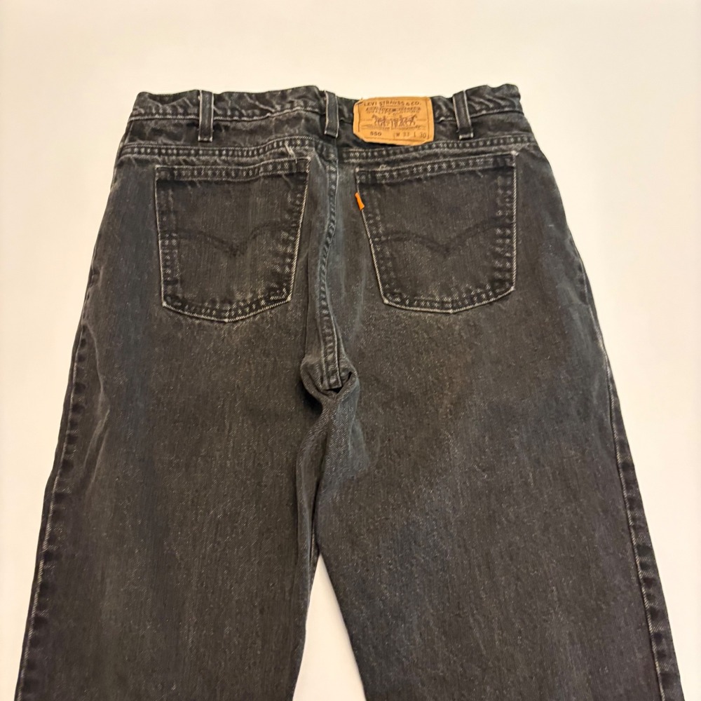 Levi's 550 Jeans Mens 33 Black Relaxed Fit Tapered Orange Tab USA Vintage 90s